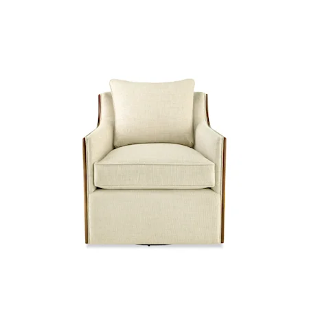 Transitional Swivel Chair with Throw Pillow