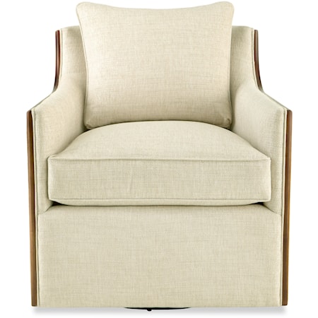 Transitional Swivel Chair with Throw Pillow