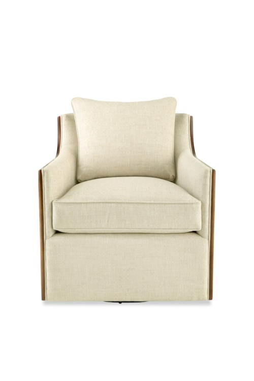 Transitional Swivel Chair with Throw Pillow