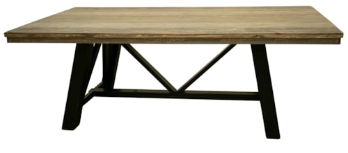 Rustic Two-Toned Solid Wood Trestle Base Dining Table