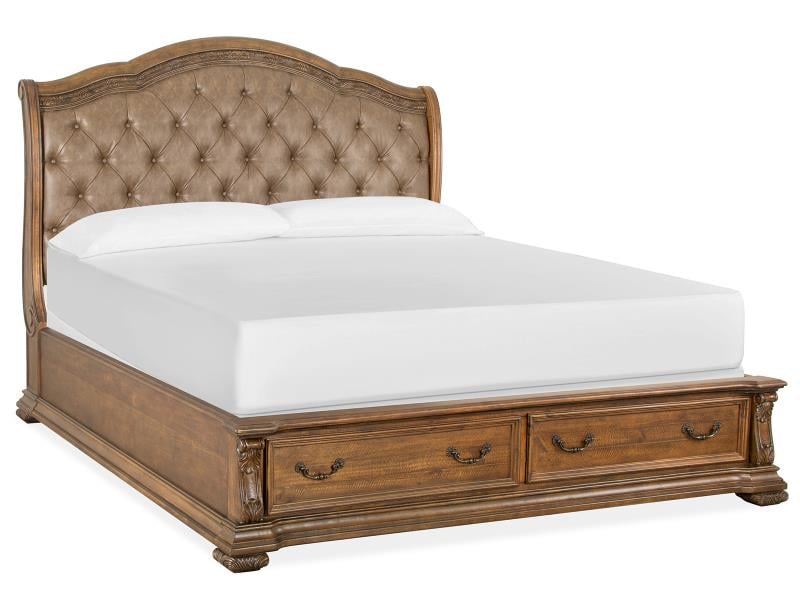California King Upholstered Sleigh Bed