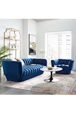 Modway Entertain Vertical Channel Tufted Performance Velvet Sofa and Armchair Set