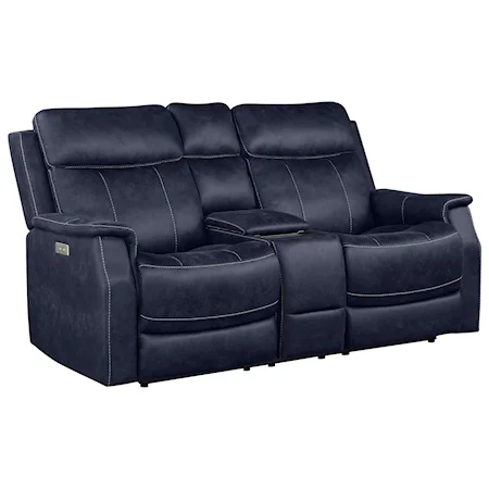 Casual Power Reclining Loveseat with Power Headrest and Console