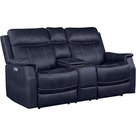 Casual Power Reclining Loveseat with Power Headrest and Console