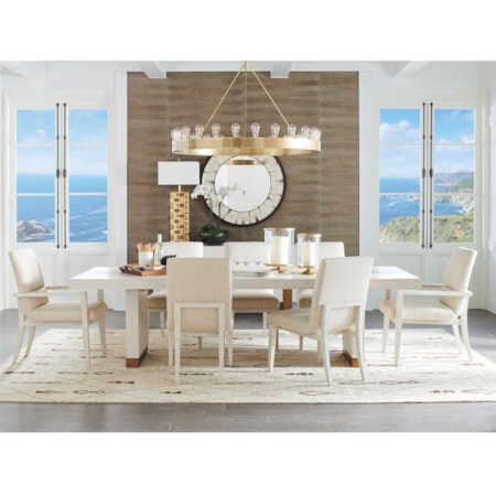 9-Piece Dining Set with Upholstered Chairs