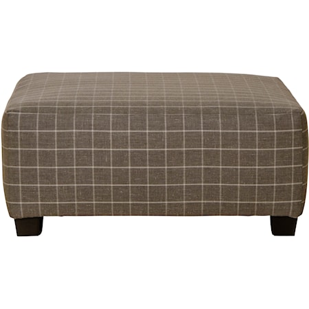 Contemporary Cocktail Ottoman with Block Feet