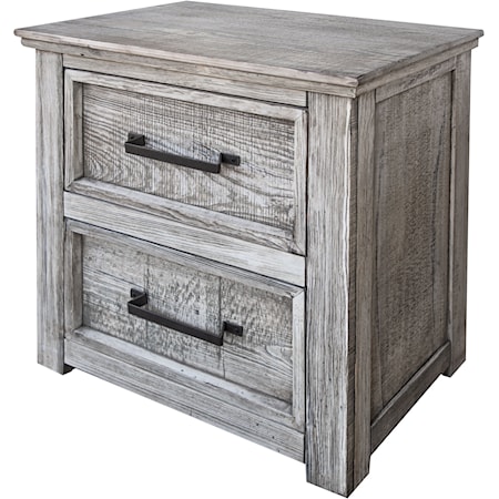Farmhouse Style 2-Drawer Nightstand