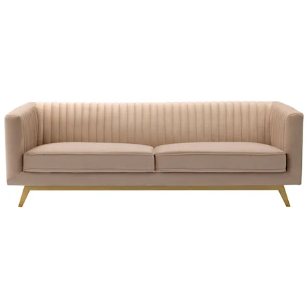 Modern Velvet Sofa with Matte Gold Metal Legs
