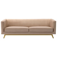 Modern Velvet Sofa with Matte Gold Metal Legs