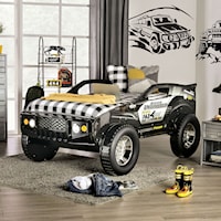 Twin Race Car Bed with LED Headlights