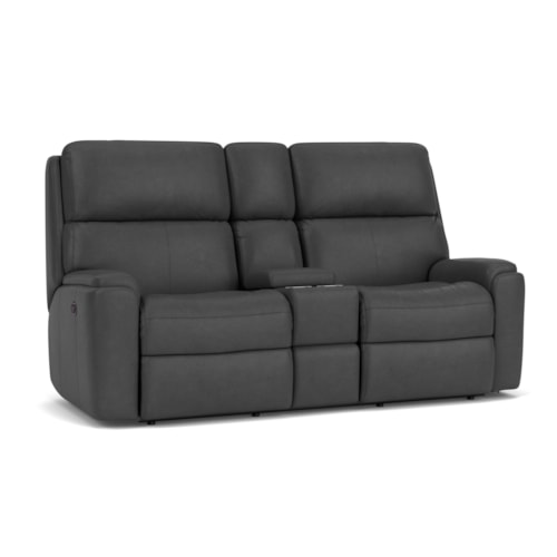 Casual Power Reclining Loveseat with Console