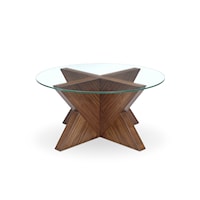 Contemporary Round Cocktail Table with Glass Table top