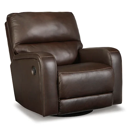 Leather Match Swivel Glider Recliner