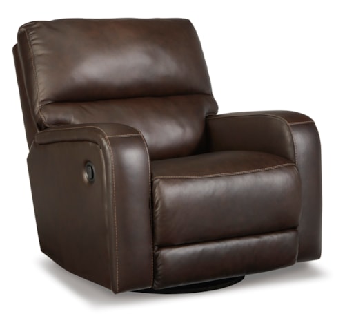 Leather Match Swivel Glider Recliner