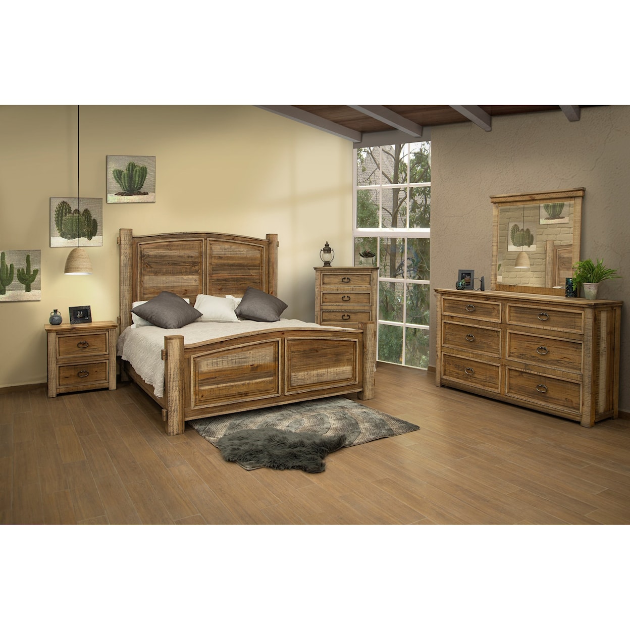 International Furniture Direct Marquez King Panel Bed