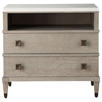 Transitional 2-Drawer Nightstand with Stone Top