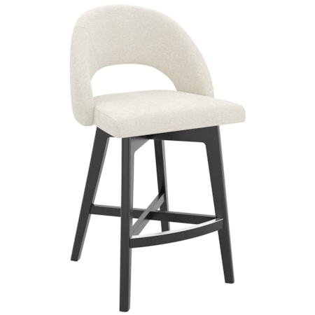 Upholstered Barrel-Back Swivel Counter Stool