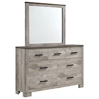 Contemporary 6-Drawer Dresser with Mirror