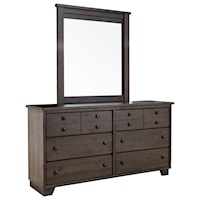 Casual Drawer Dresser & Vertical Mirror
