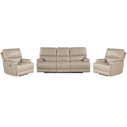 Casual Cordless Power Reclining Sofa and Dual Recliners Set with Power Headrests