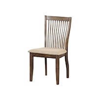 Rustic Slat Back Side Chair with Upholstered Seat
