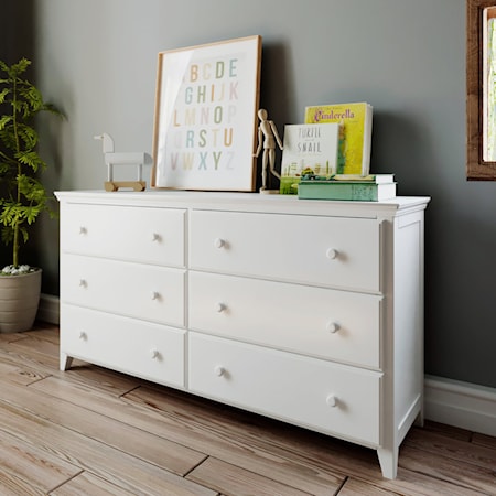 Youth 6 Drawer Dresser in White