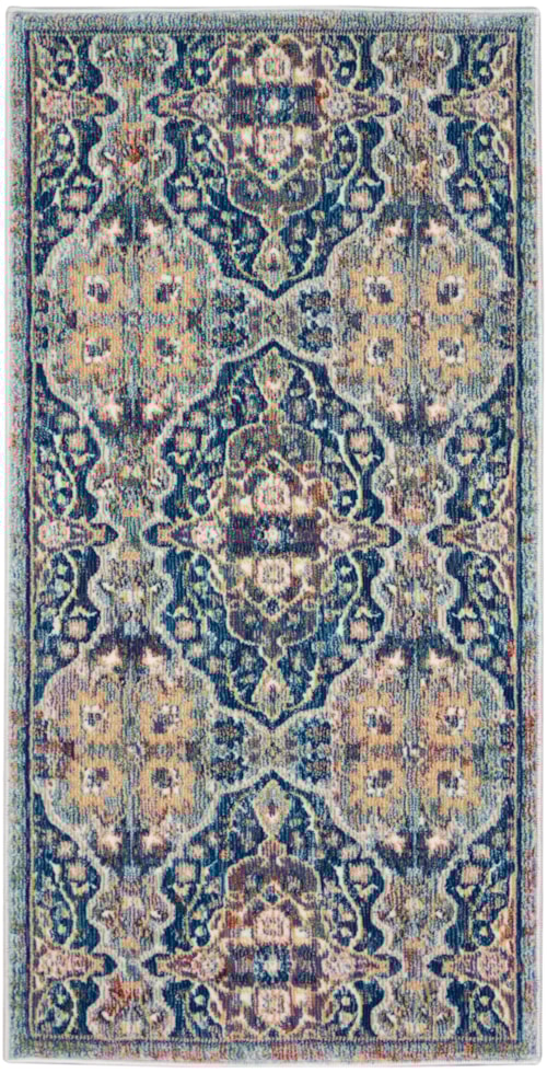 2' x 4' Navy Multicolor Runner Rug