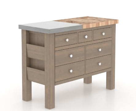 Transitional Customizable Kitchen Island with Stainless Steel Top