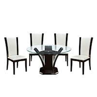 Contemporary 5-Piece Dining Set with 48" Round Glass Top