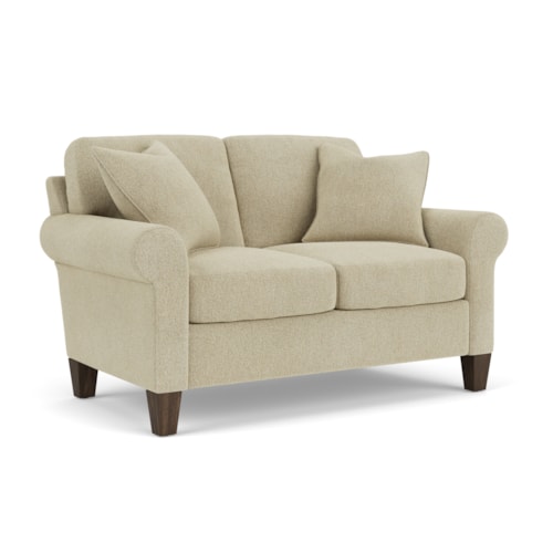 Transitional Loveseat with Tapered Legs