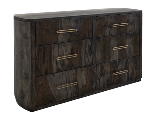 Modern Rustic 6-Drawer Dresser with Microfiber Lined Top Drawers