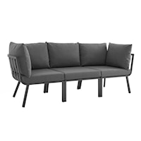 Riverside Coastal 3 Piece Outdoor Patio Aluminum Sectional Sofa Set - Gray/Charcoal