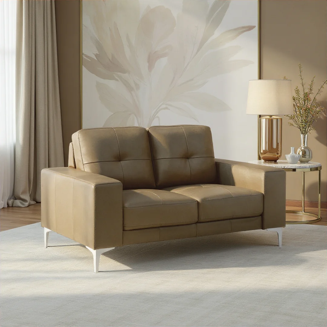 Leather Robust Track-Arm Loveseat