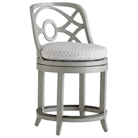 Transitional Outdoor Swivel Counter Stool with Cushion