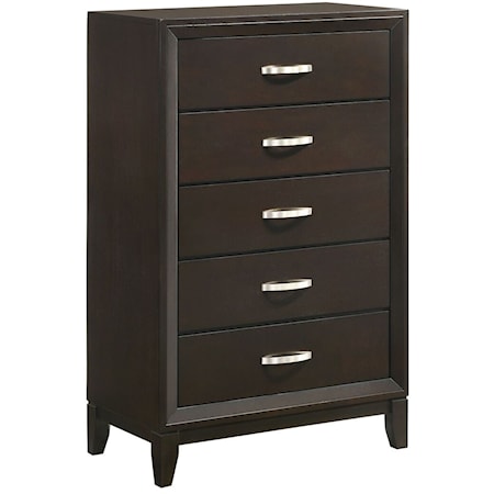 Transitional 5-Drawer Chest in Merlot