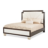 Transitional Upholstered King Bed with Channeled Headboard