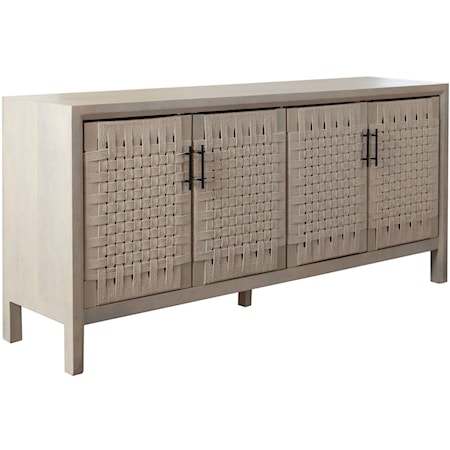 Palm Solid Mango Wood 4-Door Sideboard