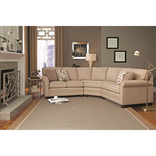 Casual 3-piece Sectional with Wedge