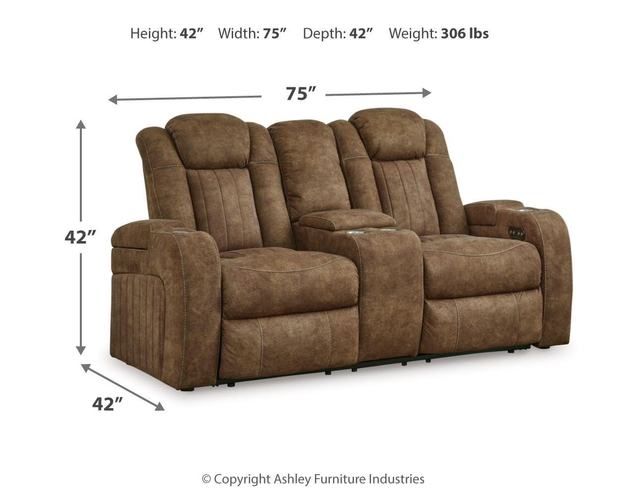 Pwr Rec Loveseat/con/adj Hdrst