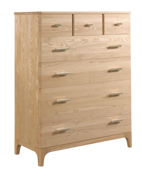 Transitional 7-Drawer Bedroom Chest with Brass Pulls