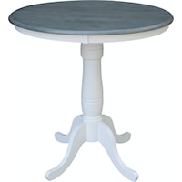 36" Pedestal Table in Heather Gray/White