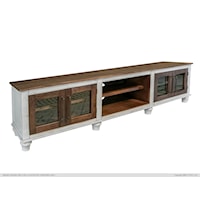 Rock Valley Two-Tone Rustic 93" TV Stand with Glass Doors