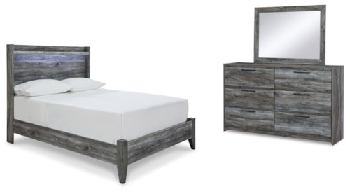 Full Panel Bed, Dresser And Mirror