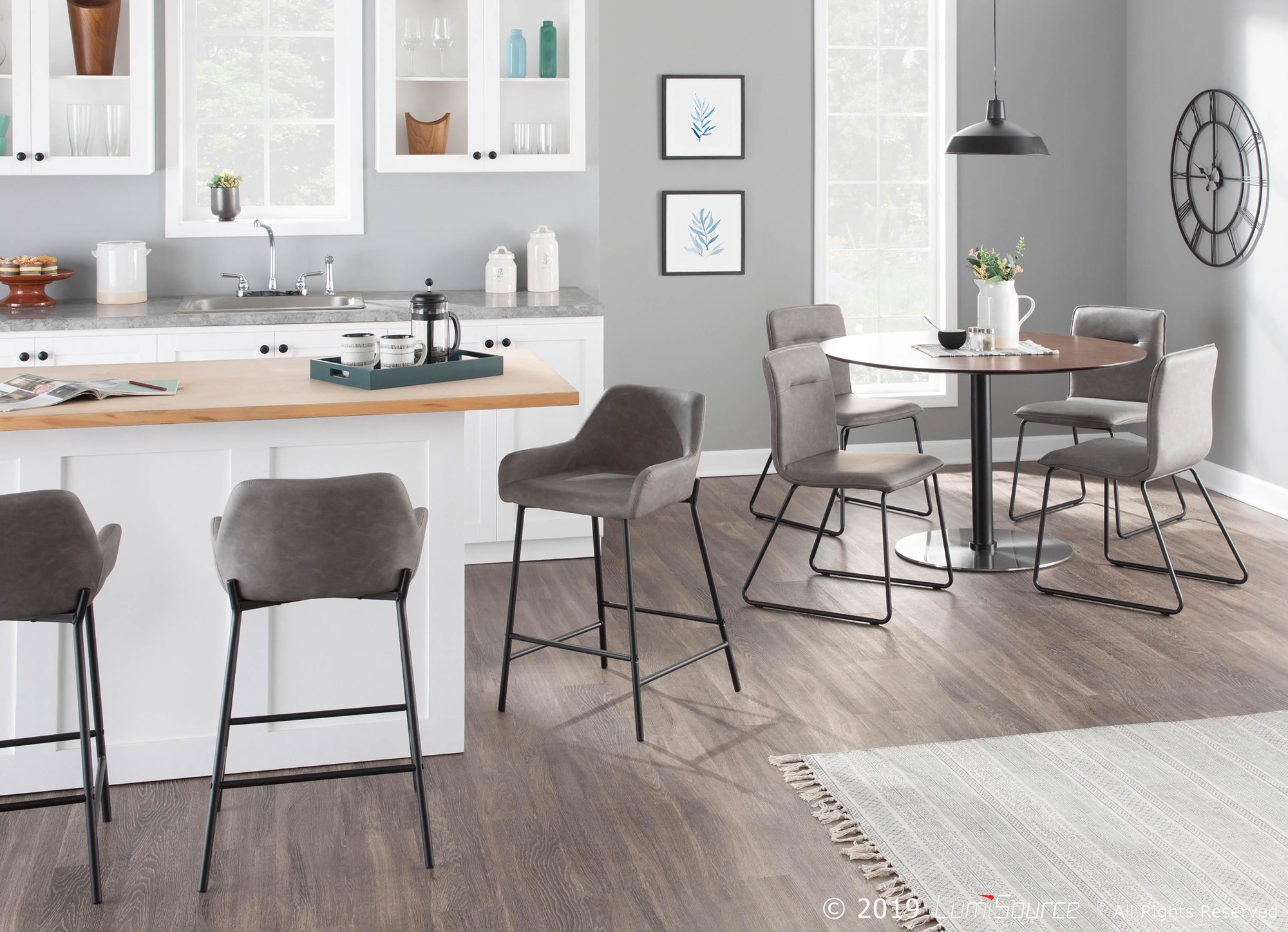 LumiSource Daniella B24DANIELLABKGY Counter Stool HomeWorld