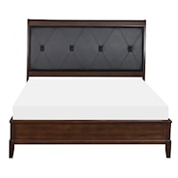 Transitional Queen Panel Bed with Upholstered Headboard