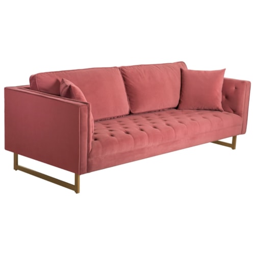 Modern Velvet Sofa with Brass Legs