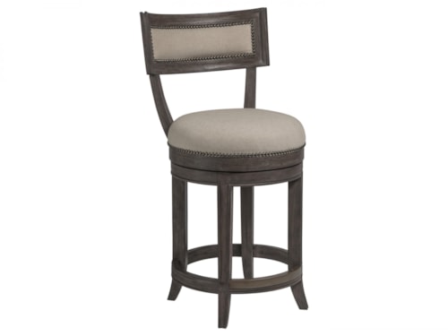 Apertif Upholstered Swivel Counter Stool with Nailheads