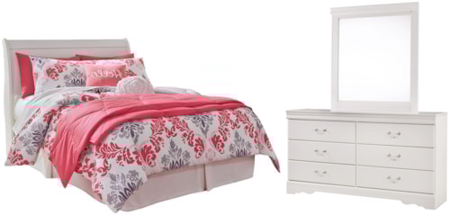 Full Sleigh Headboard, Dresser And Mirror