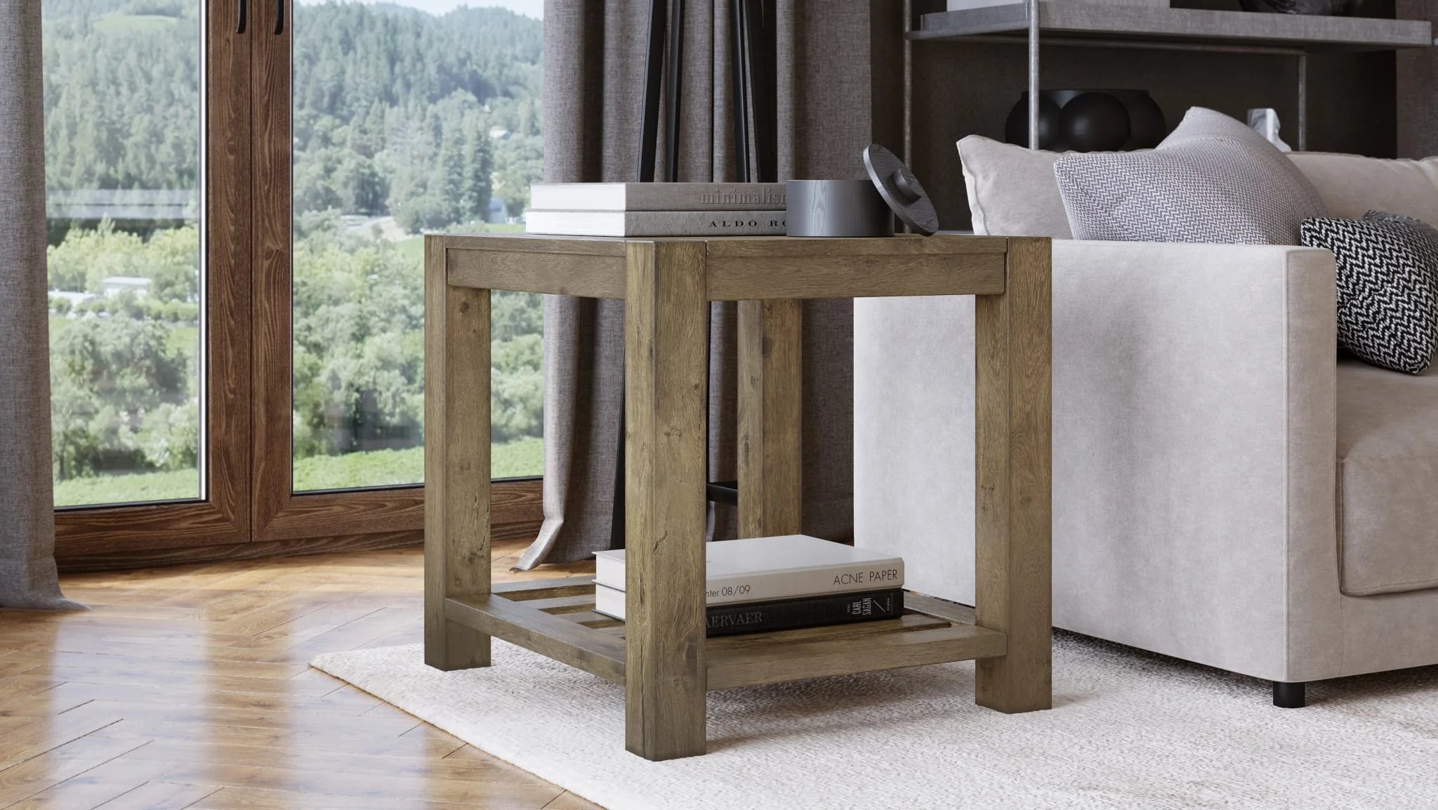 Solid Wood Rectangular End Table