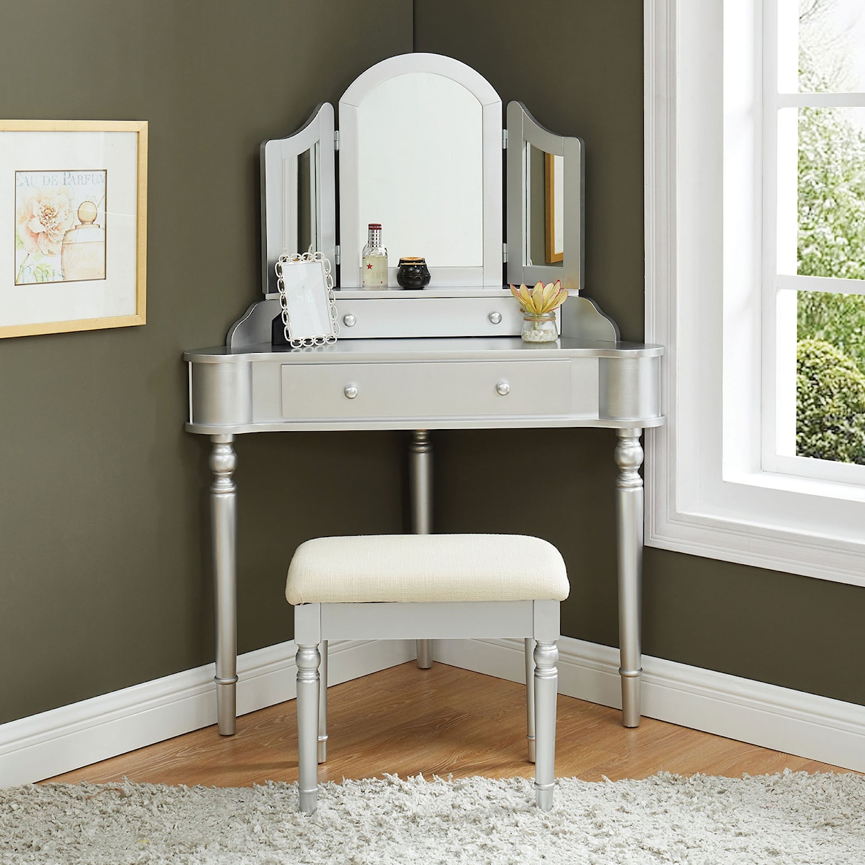 Furniture of America Kasey Vanity w/ Stool